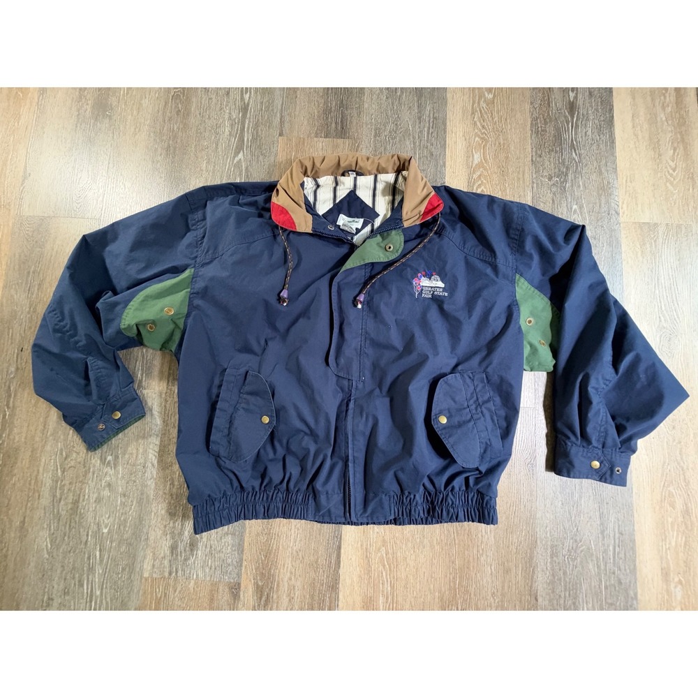 WinnerMate Bomber Jacket Mens XXXL Navy Colorblock Gulf State Fair Vintage 90s